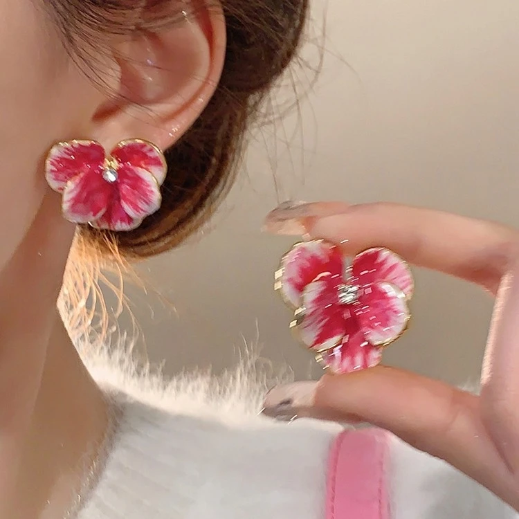 实物巨美~花朵耳环小众设计感感复古花瓣耳钉女轻奢耳饰