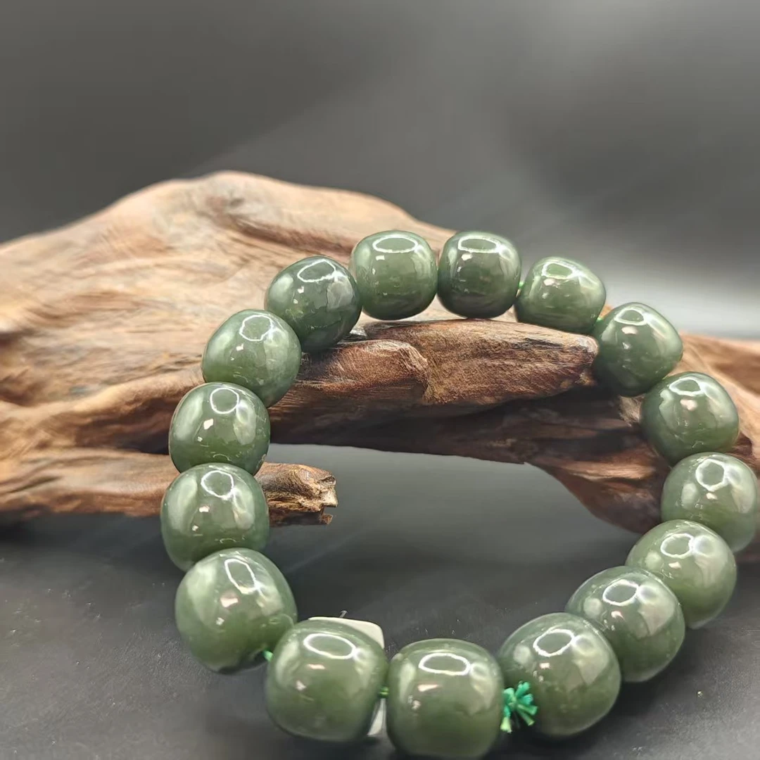 Z和田玉且末桶珠手串（卡14）0415