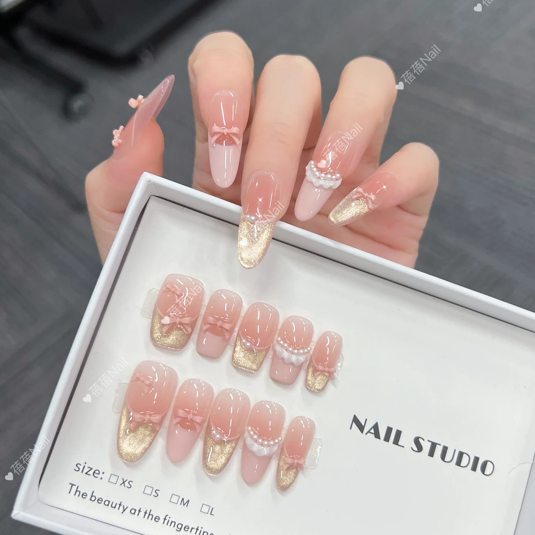 【女神裙摆】时尚清新纯欲高级感成品美甲穿戴式手工穿戴甲