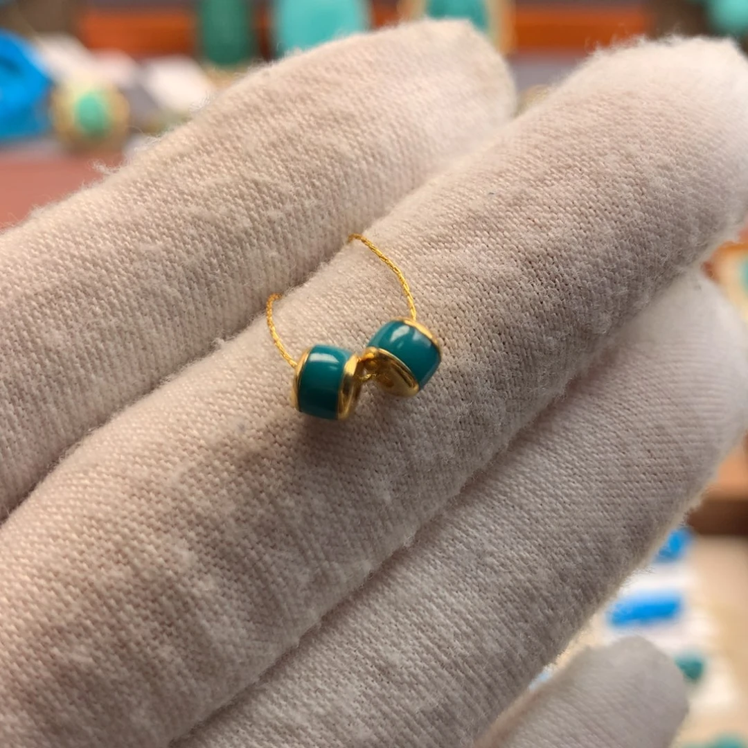 绿松石18K金镶嵌绿松石4mm