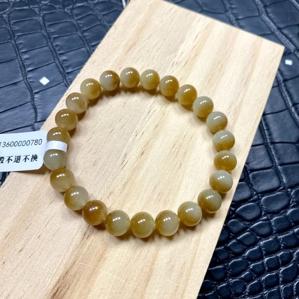 天然和田玉糖白玉手串8mm新疆料聚宝盆矿料