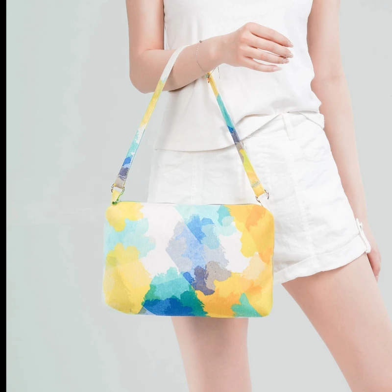 无则艺【子母方包】黄绿蓝这家布包很艺术原创斜挎包个性印花小众