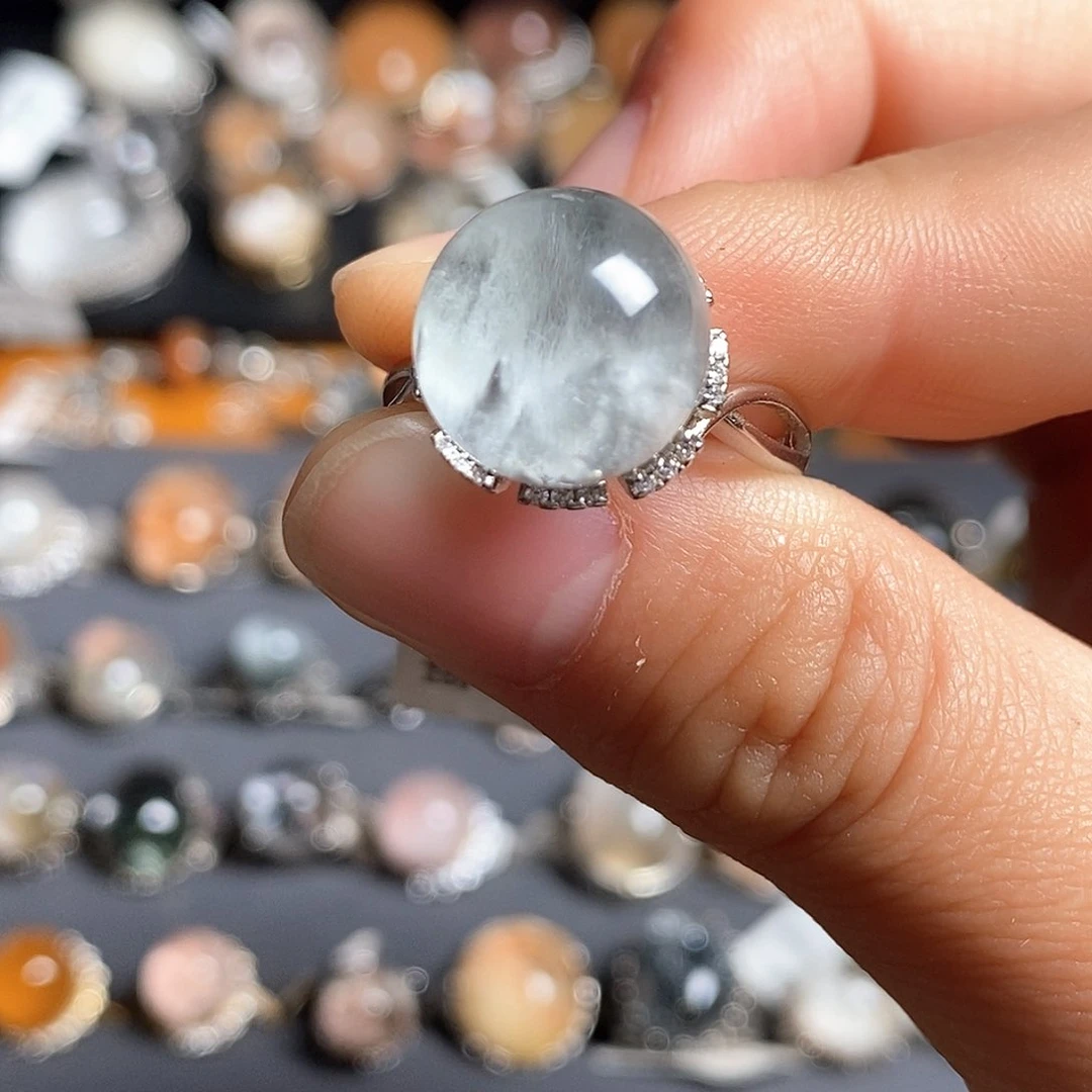 水晶戒指银S925镶嵌小**跑