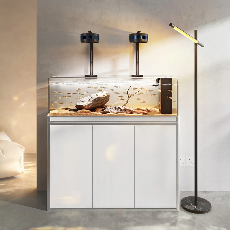 YEE2025新款溪流缸 金晶超白 合金框架 干湿分离底滤 烤漆门板