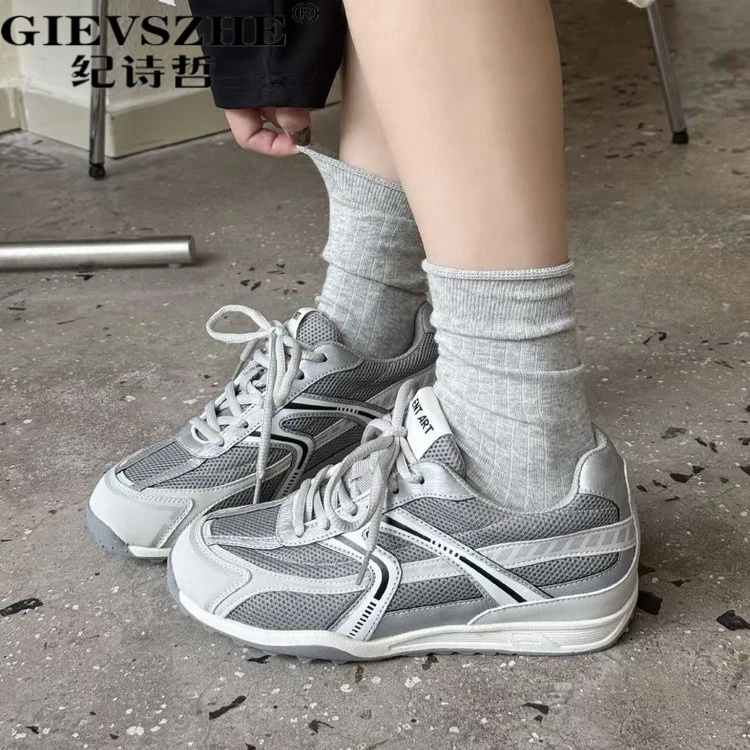 纪诗哲舒适厚底阿甘鞋女2025秋季新款网面透气轻便运动休闲跑步鞋