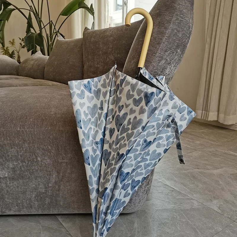 FAVMARTHA日系文艺长柄伞防晒雨伞女晴雨两用抗风小清新木柄直杆