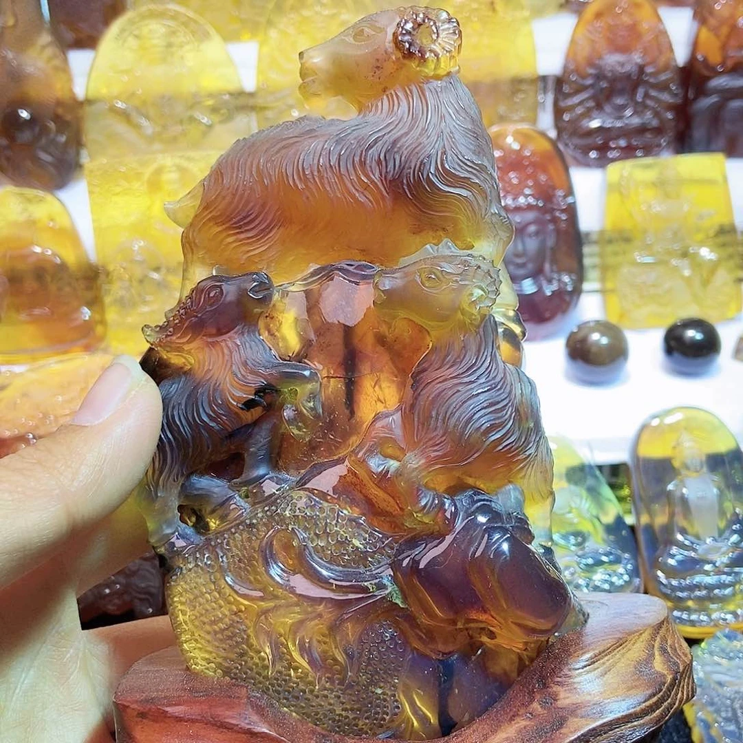 琥珀颈饰未镶嵌三阳开泰147g