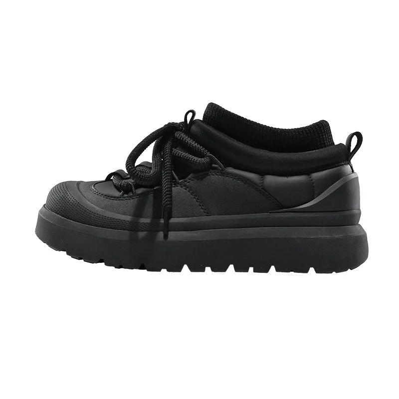 小众厚底雪地靴男女款板鞋2024冬季新款情侣袜口加绒加厚保暖棉鞋