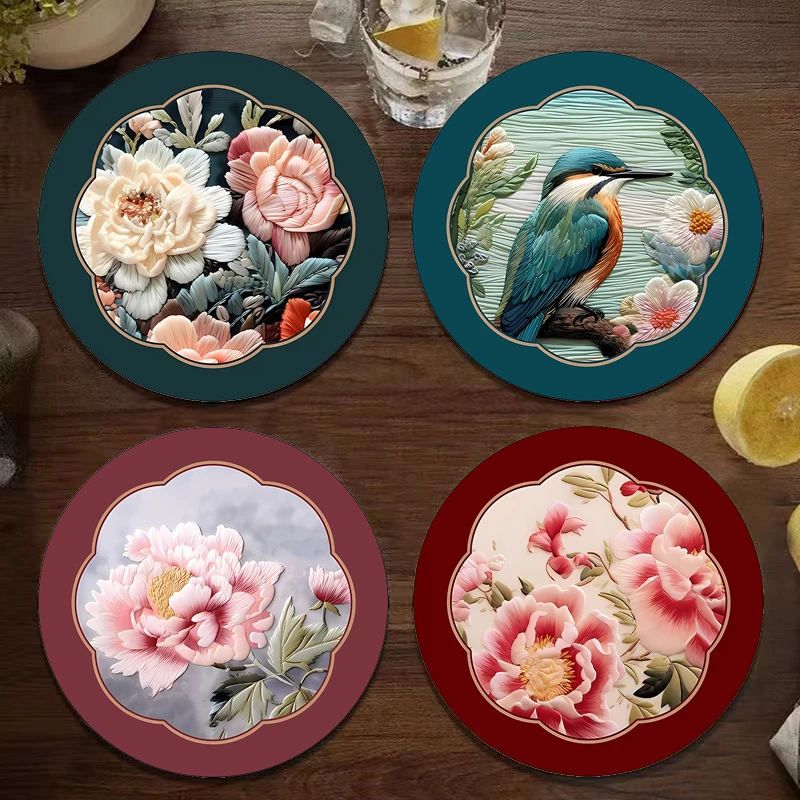 《硅藻泥超值四件套》潮流名族风奢华茶杯垫砂锅垫民族风地垫隔热