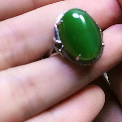 和田玉银S925镶嵌戒指