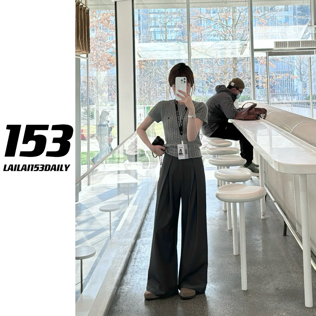 【153的日常】质感纹理西裤小个子女生春季经典设计感西裤25CK624