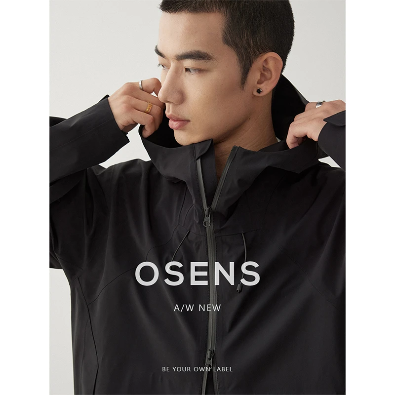 OSENS高捻高密锦氨织造连帽设计廓形男生衣服高级感外套男款春秋