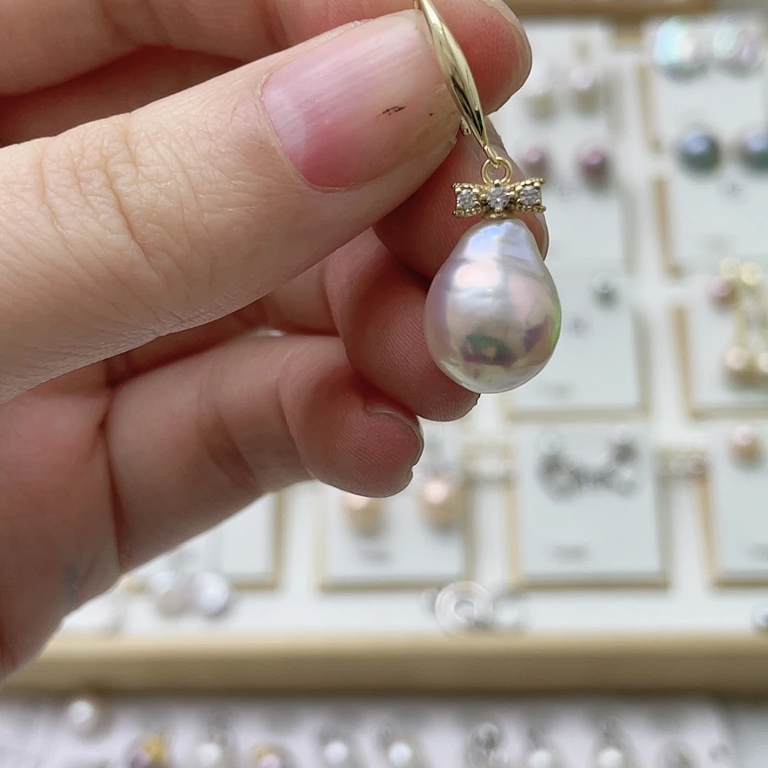 所***我耳饰银S925镶嵌淡水珍珠