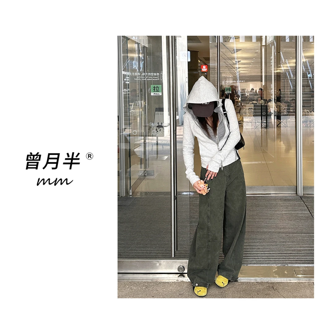 曾月半《主推小镰刀》全棉石磨洗分割可调节袢扣工装裤！ZK464
