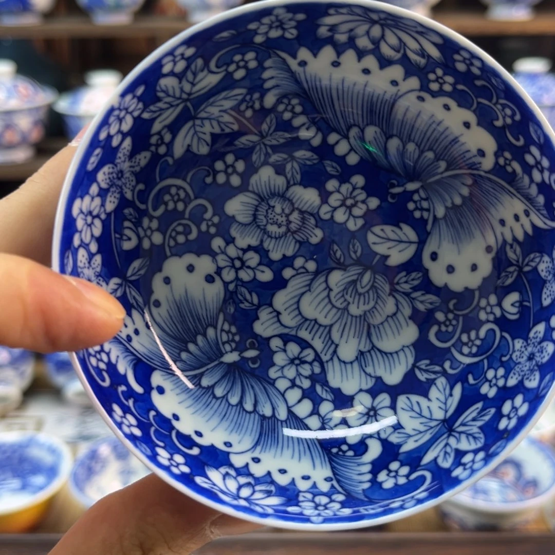 手绘满工万花蝶恋花普洱杯