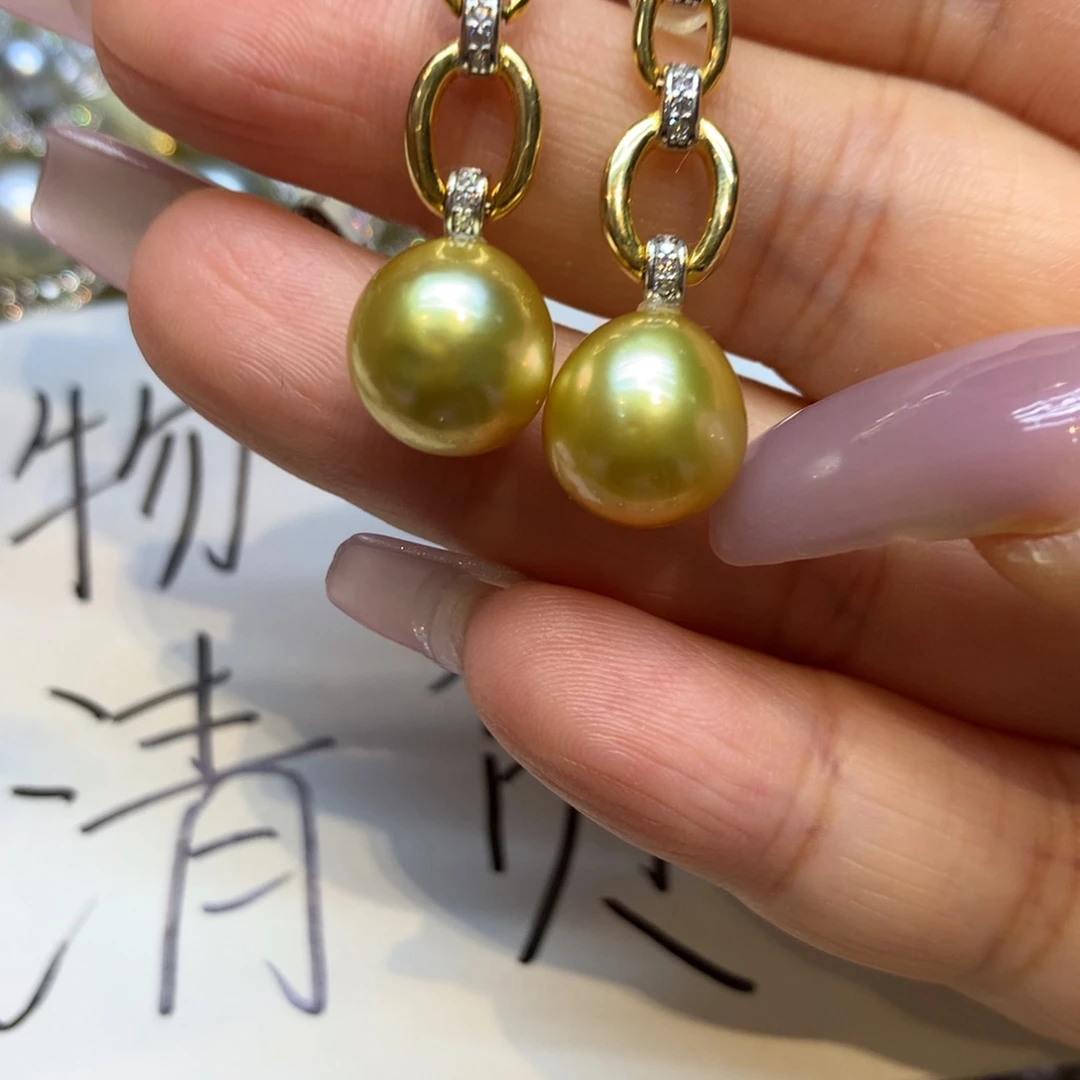 银S925镶嵌耳饰海水珍珠