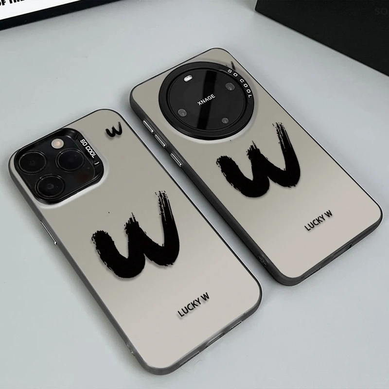 幸运字母W适用华为mate70手机壳新款Pura70Pro创意P60苹果15保护