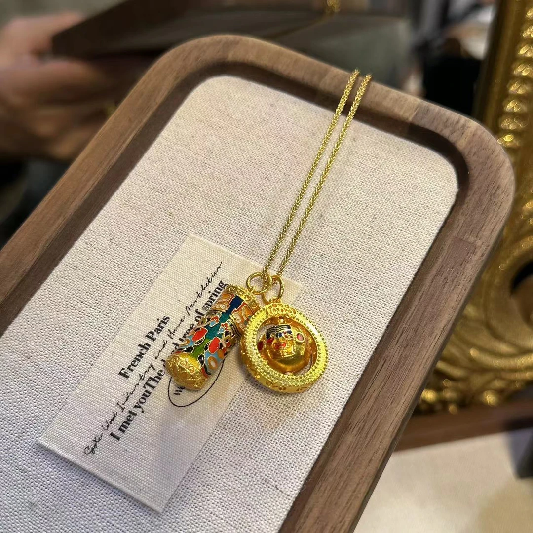 铜合金项链 新中式扎基拉姆圆桶项链-4025