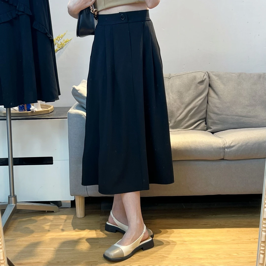 周一精选·西装裙口袋气质百搭小个子A字显瘦高腰半身裙黑色半身裙