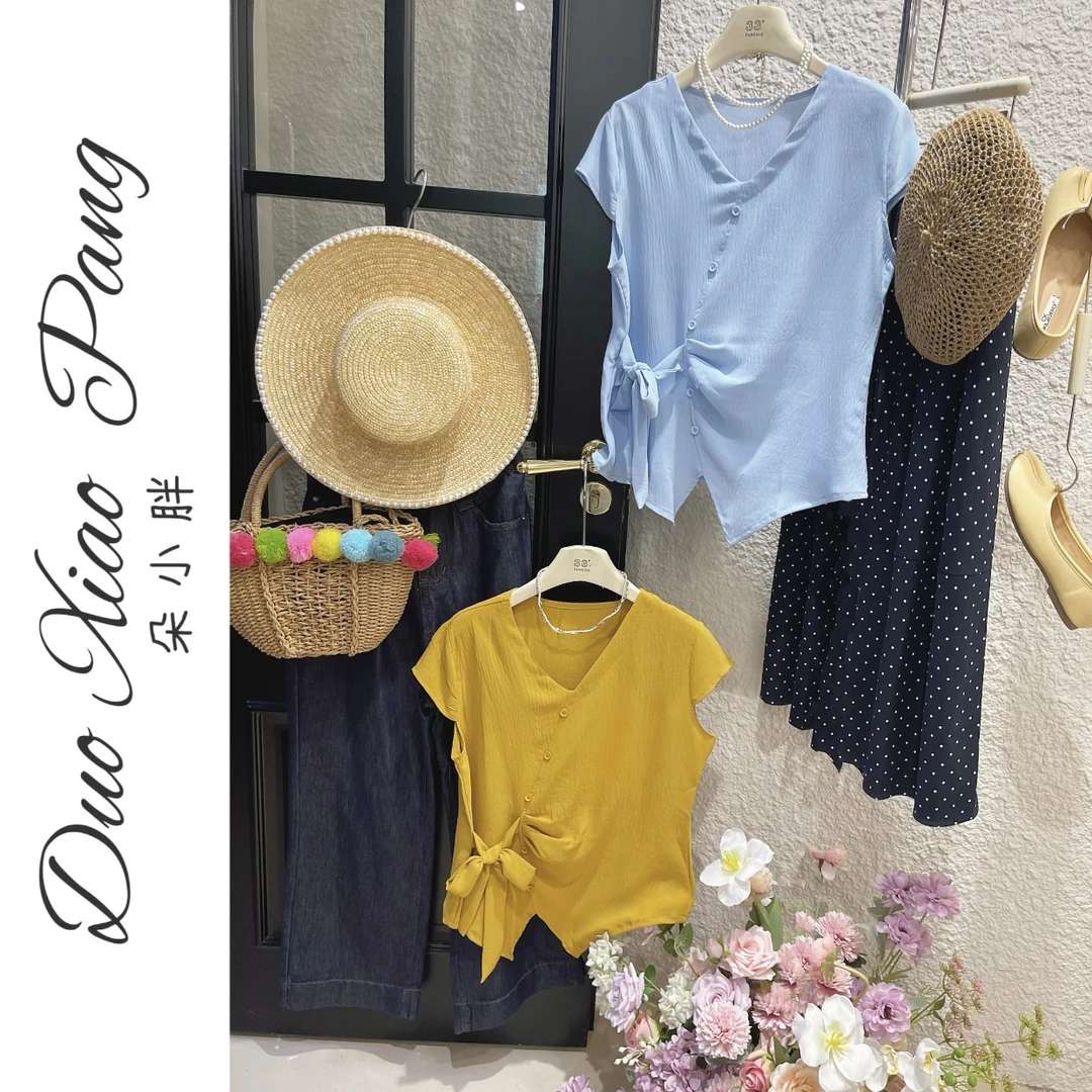 大码设计感上衣女夏宽松显瘦百搭上衣73105