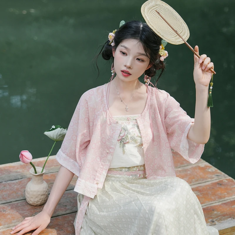 七月夕【晓夏】汉服清凉透气汉元素唐褙子国风绣花改良上衣女日常