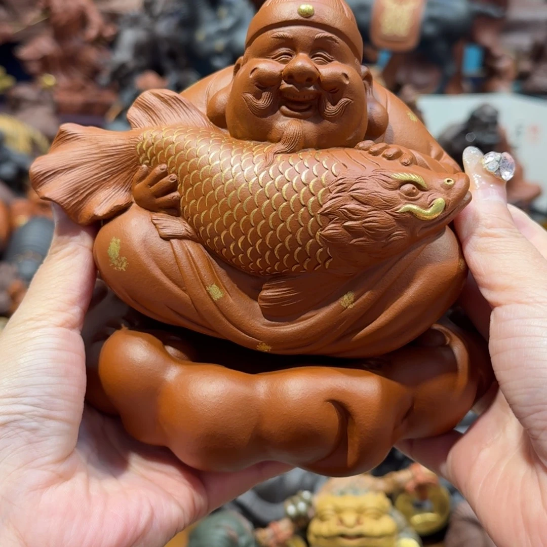 会***鱼紫砂茶宠紫砂年年有鱼