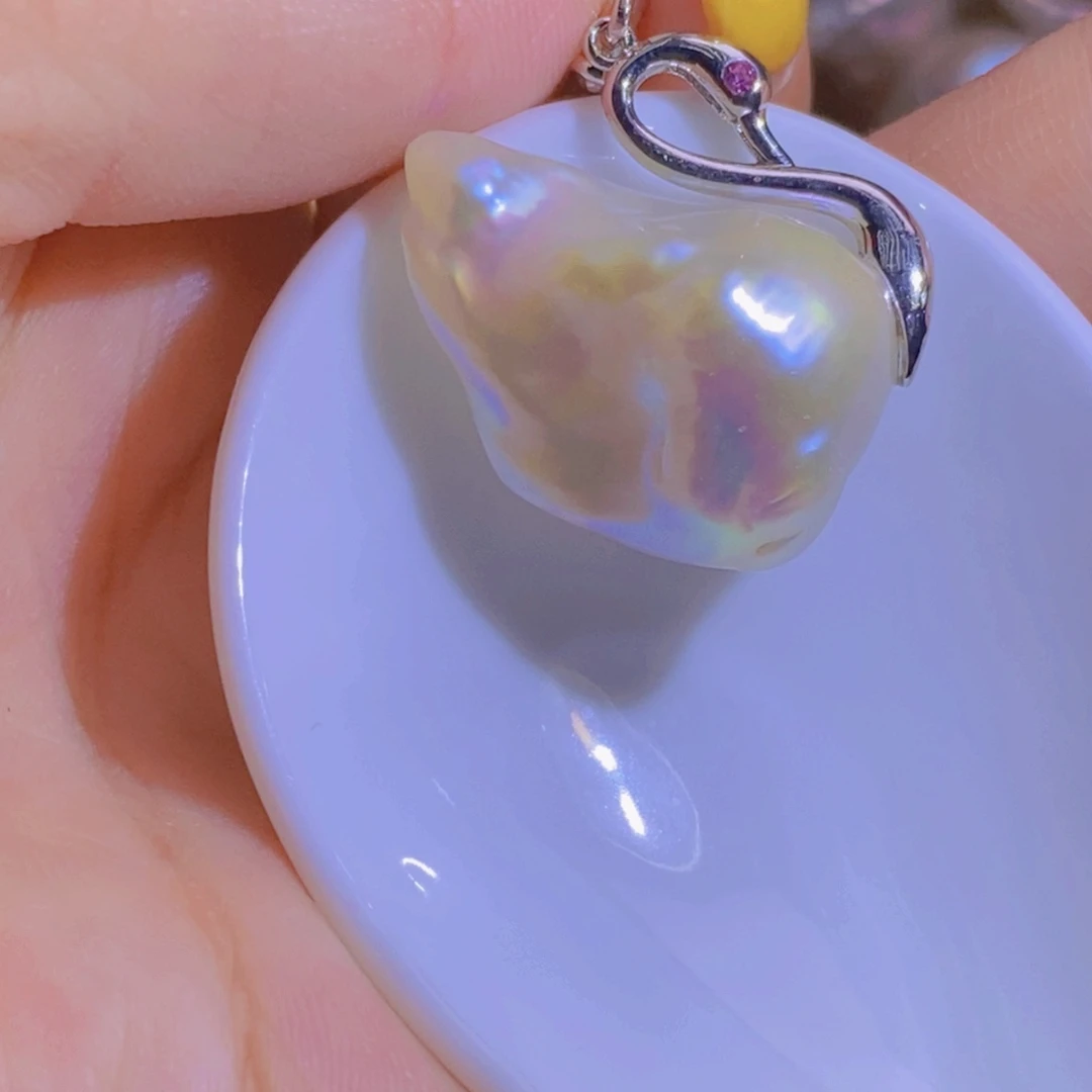 银S925镶嵌淡水珍珠微瑕