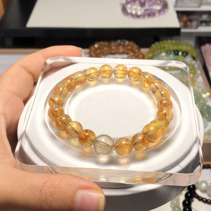 水晶手链银S925镶嵌黄水晶
