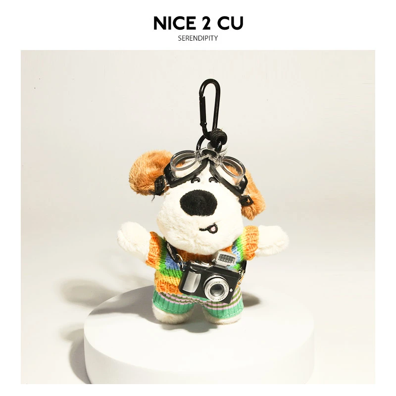 【艺凡】相机掌门狗毛绒公仔挂件情侣包包挂件可爱小狗钥匙扣挂饰玩