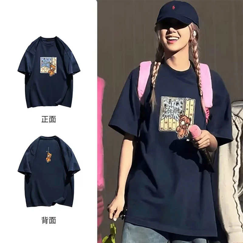 夏季新款美式复古街头短袖t恤女休闲百搭纯棉半袖宽松圆领上衣女