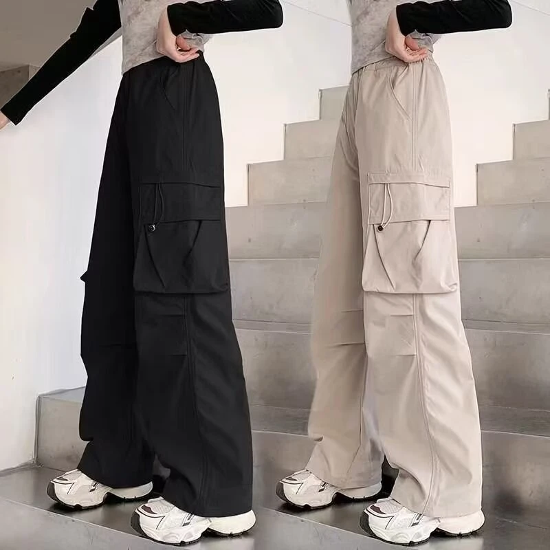 女童工装裤直筒裤春秋2025新款儿童运动阔腿裤初中生秋季休闲长裤