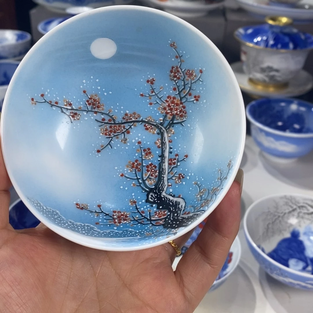 粉彩雪景主人杯杯