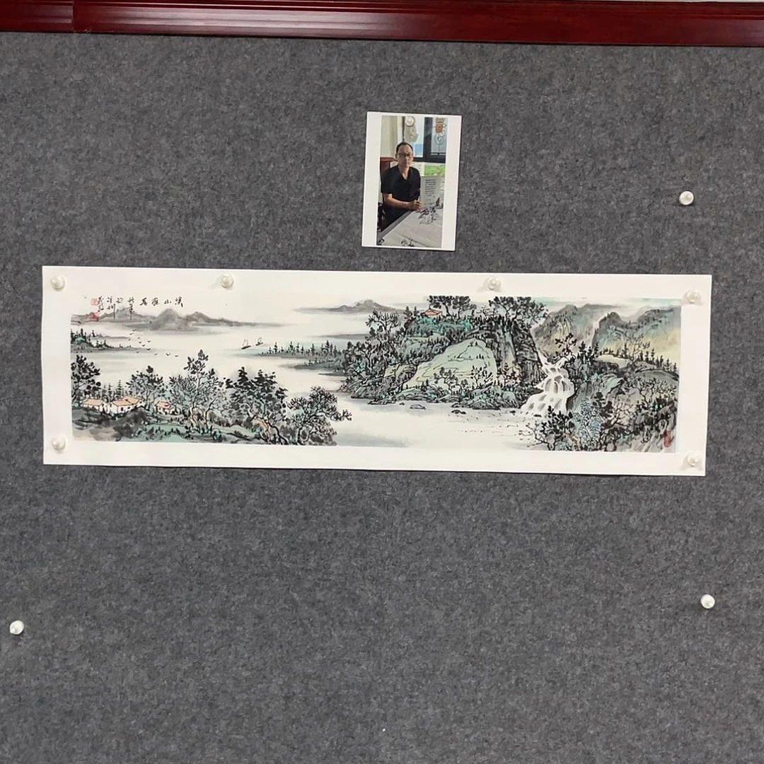 国画四尺对开138.35画芯带拖芯 捡漏