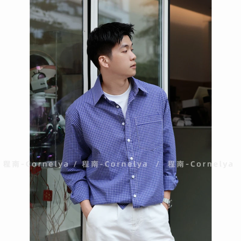 C / Cornelya MIU风 梭织色格INS极简复古宽松休闲格子衬衫春季