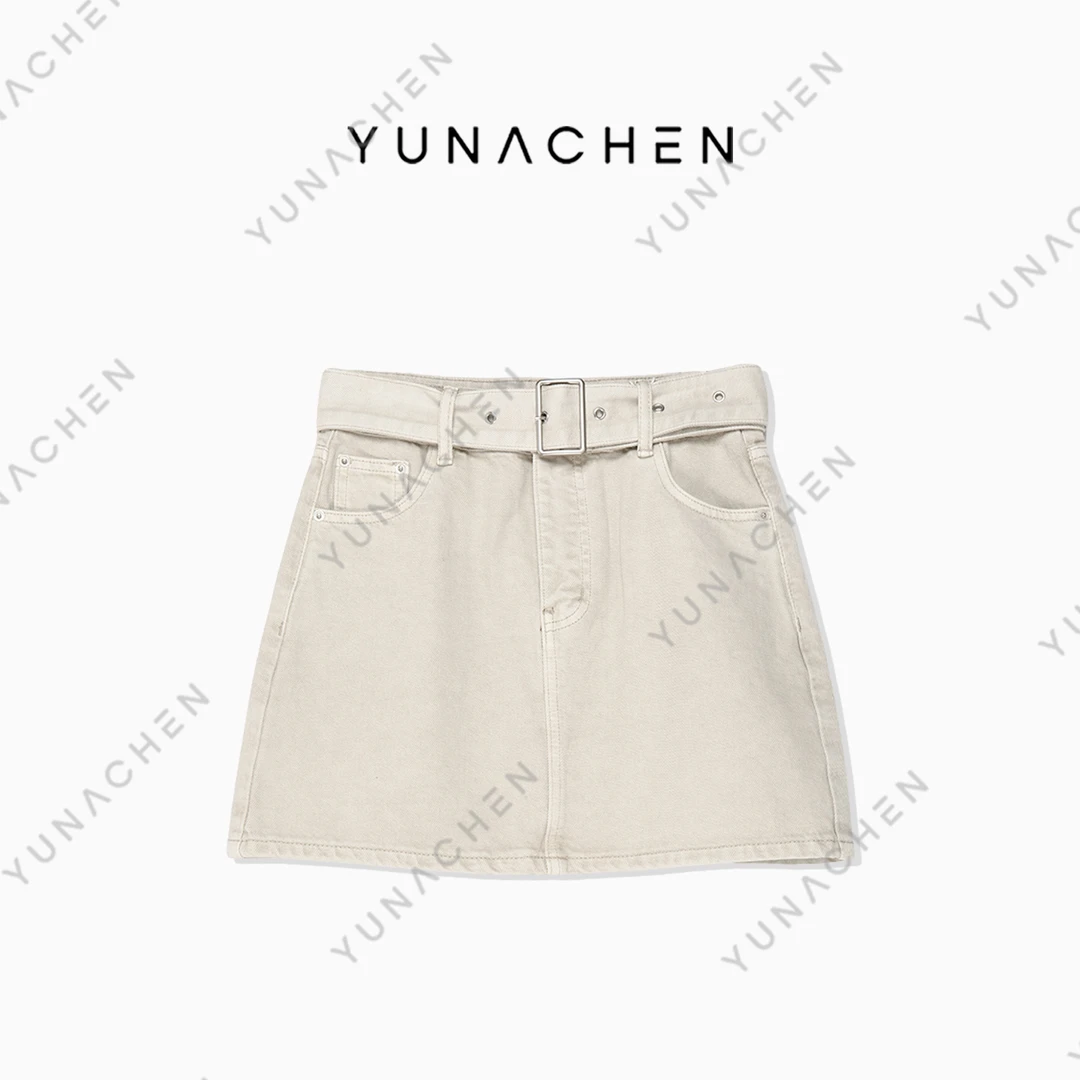 【意望】C19 时尚气质简约纯色重工设计牛仔短裙360-YW7057