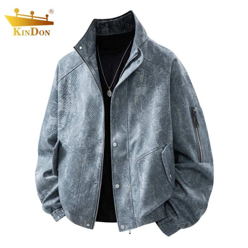 大码新款美式夹克男士复古翻领潮流上衣百搭秋季宽松休闲外套