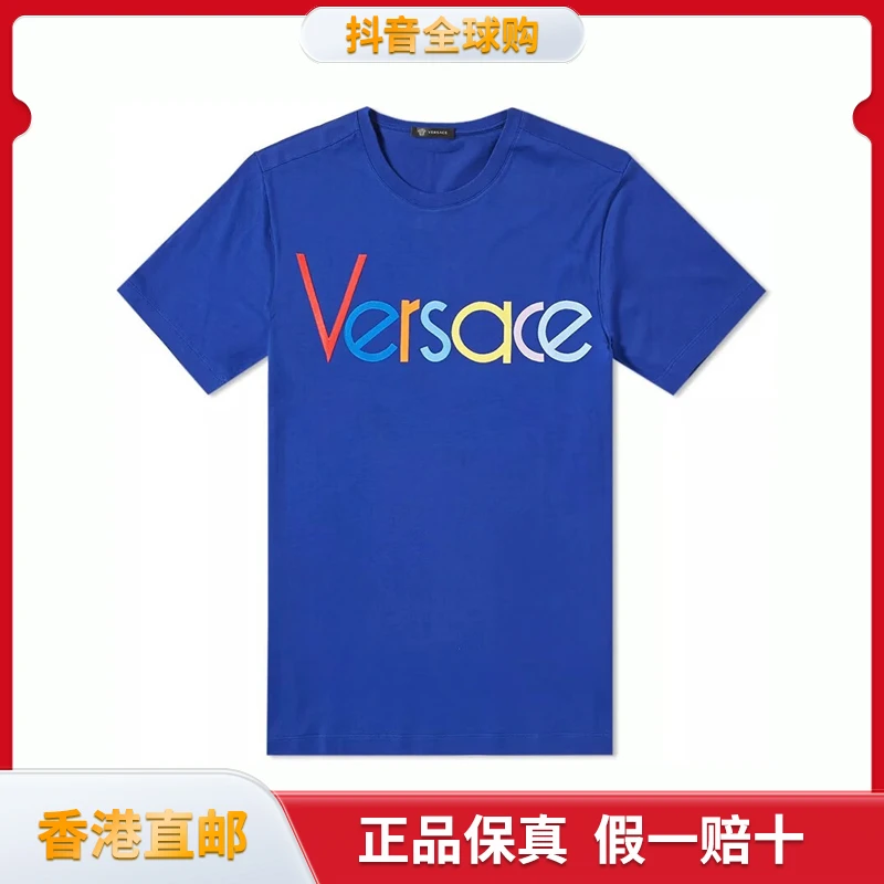 VERSACE/范思哲夏季男士棉质彩色字母印花圆领短袖T恤 A81877男子
