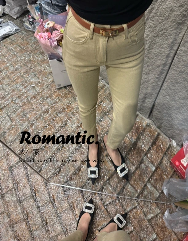【CXX】79117韩版重工春夏气质烟馆裤（配腰带）