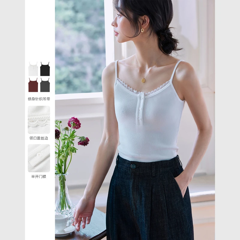 *辣妹蕾丝吊带背心女2025夏季新款通勤修身内搭打底上衣A1082