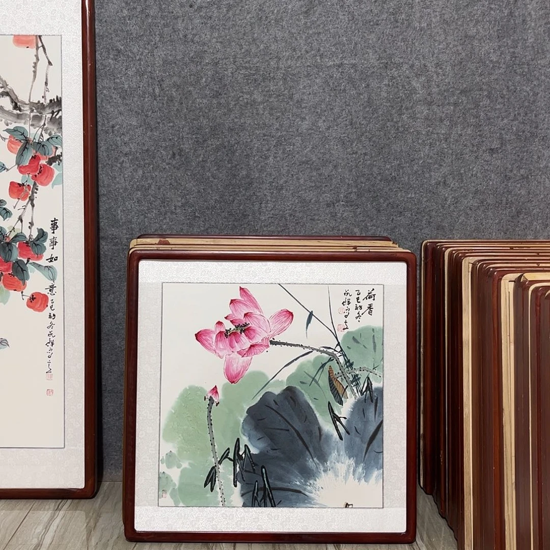 国画书画作品带框63×63