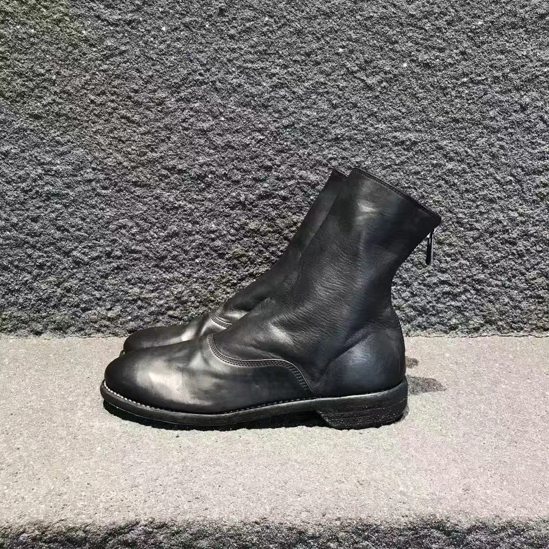 GUIDI211后拉链马皮靴小短靴