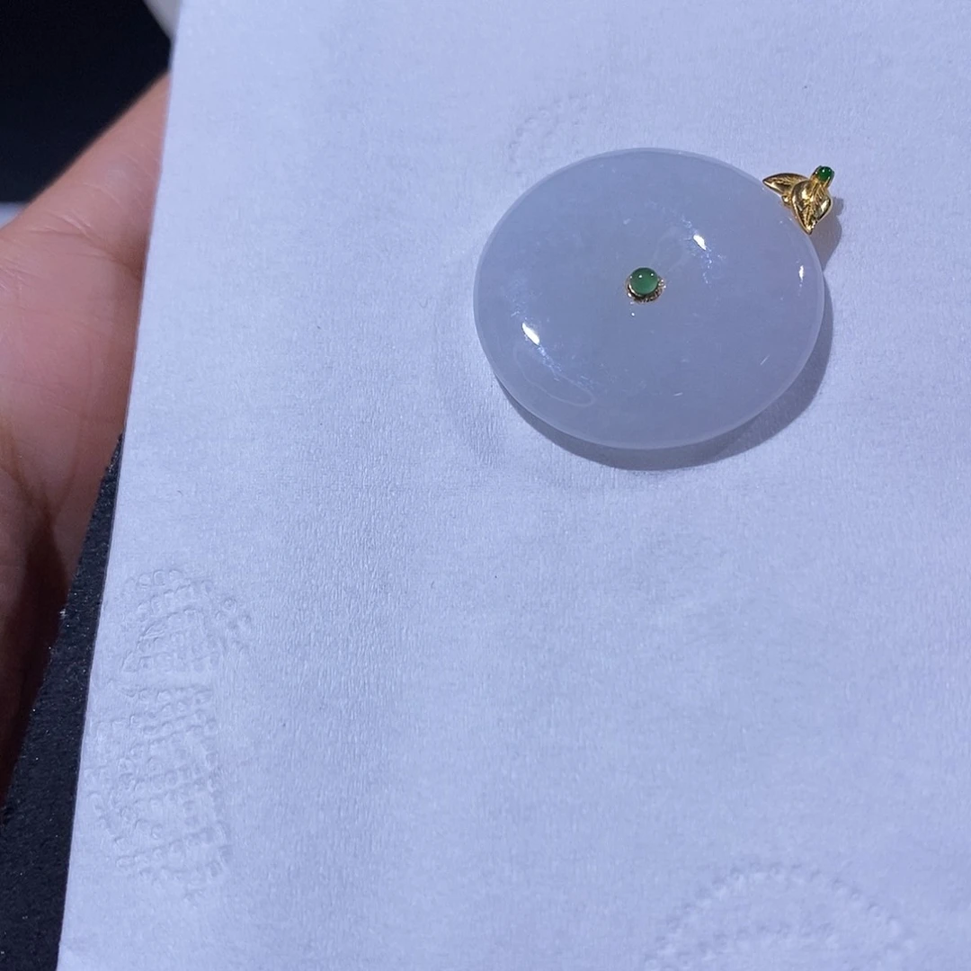 翡翠吊坠(不含链)18K金镶嵌