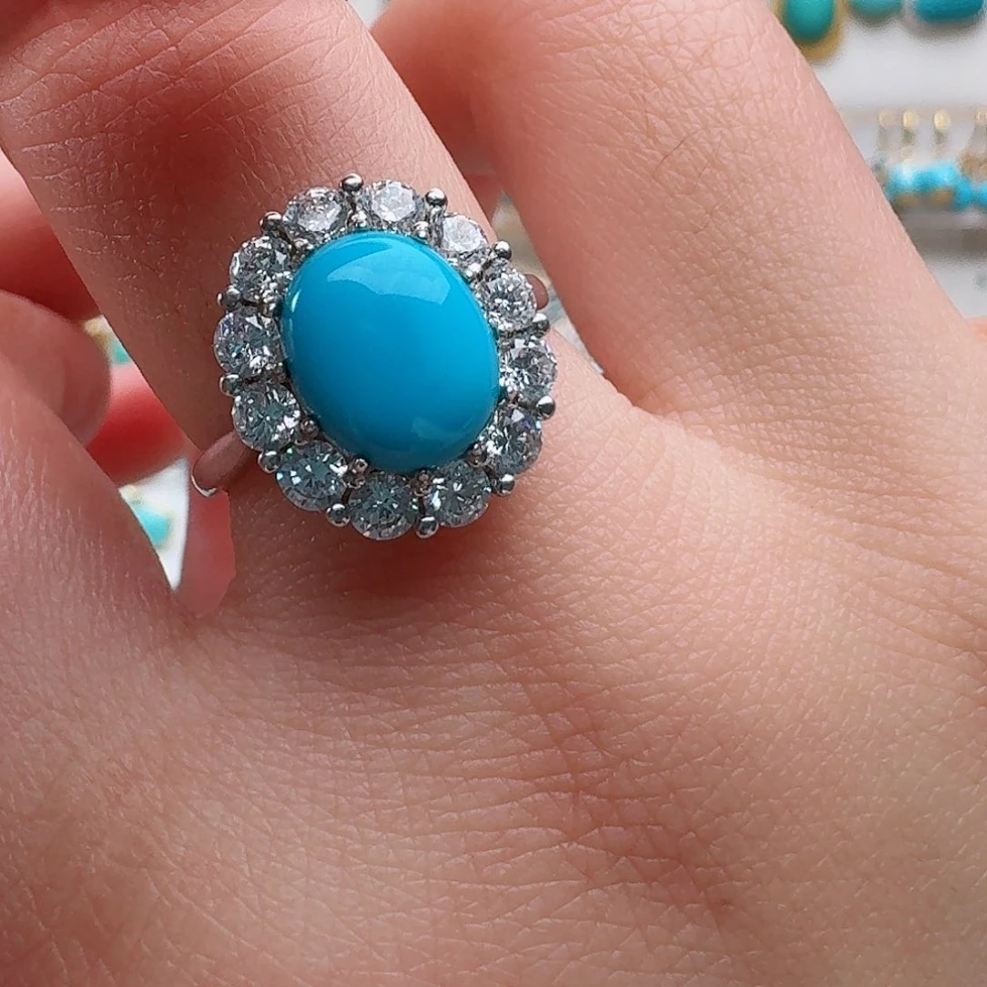 绿松石银S925镶嵌戒指