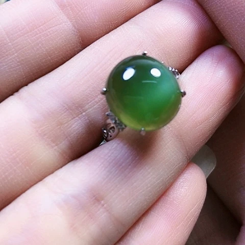 和田玉银S925镶嵌戒指