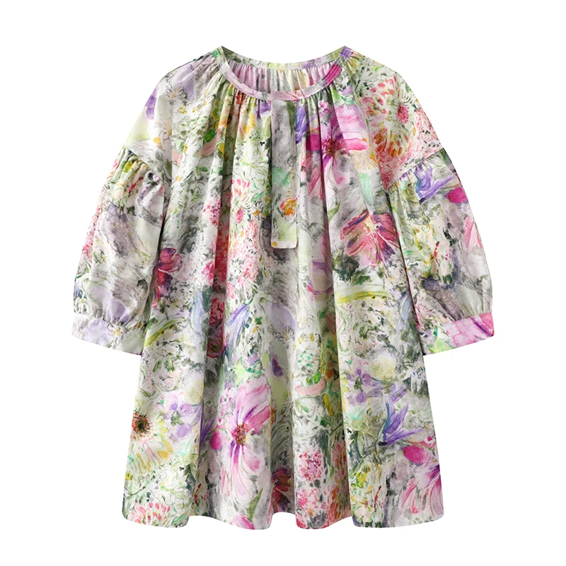 【Y2211】夏季新款潮流复古女装显瘦宽松插肩袖圆领七分袖衬衫上衣