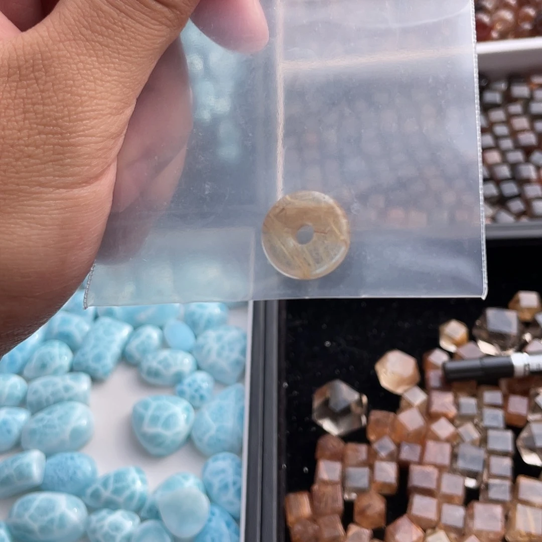 水晶一条发晶平安扣【代购不退换】未镶嵌穗***?