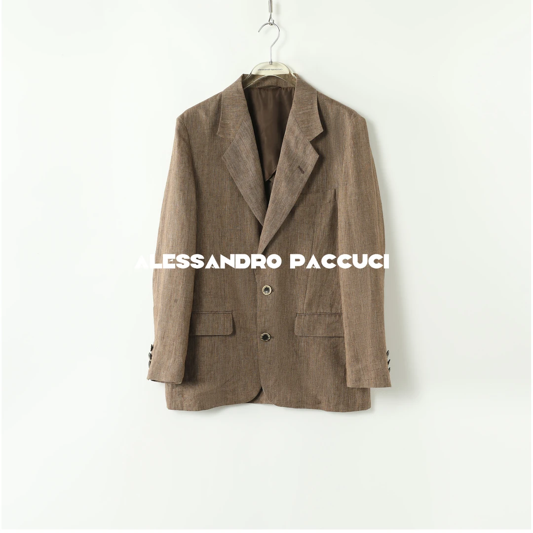 AP洛哥42045WZ【黑标系列】意大利EMMETEX亚麻翻驳领百搭西装外套