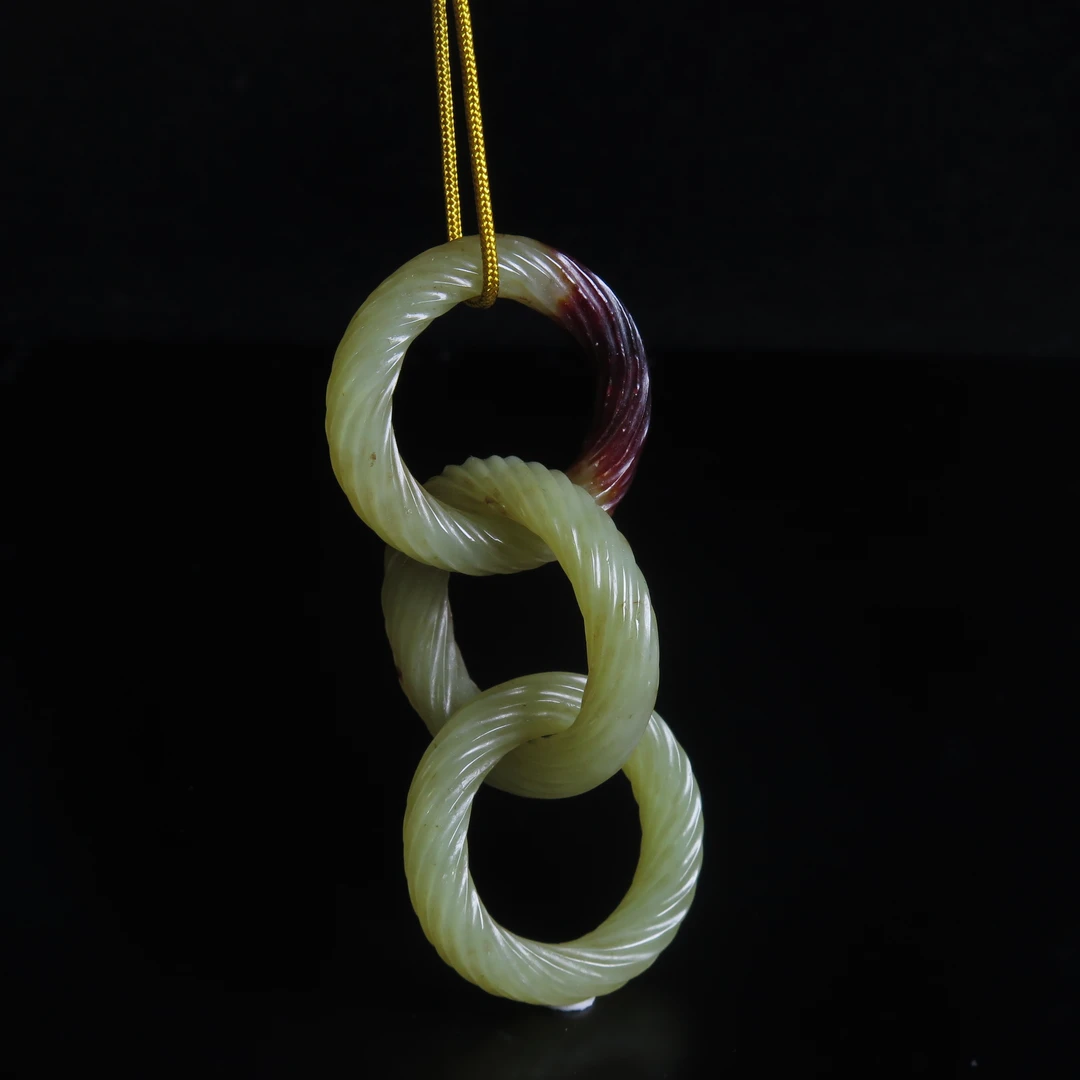 清代玉三联环佩/MZ236752/和田玉/民族文物