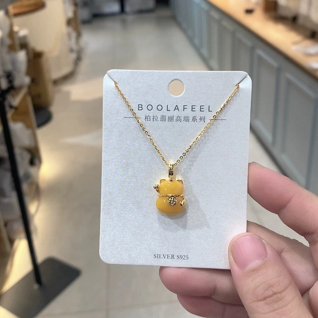 链子925银 00091 高端定制古丽品牌新款s925纯银招财猫项链