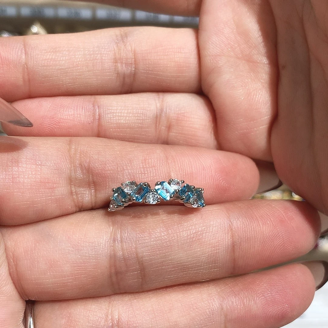 戒指托帕石银S925镶嵌